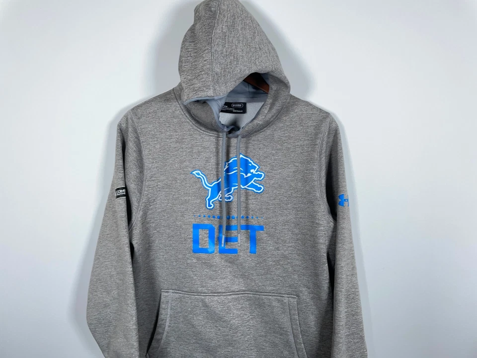 Under Armour Detroit Lions Hoodie Adult Small Gray Sweatshirt Combine Authentic - Image 4 of 4