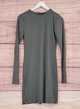 PRETTY LITTLE THING Size 10 Khaki Long Sleeved Sheath Dress