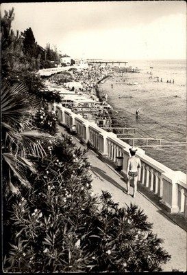 Beach Sotschi Krasnodar Krai Russia vintage postcard f934