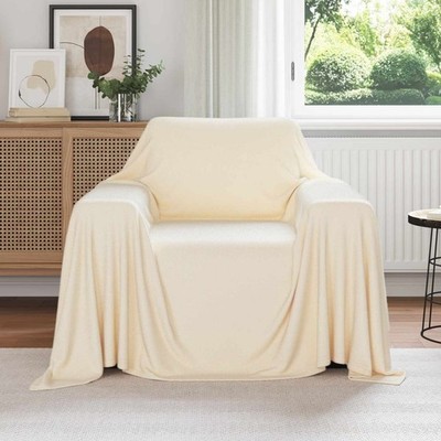 Wohndecke creme 140x210 cm weiches Fleece leicht kuschelig Wohndeko Luxus XL