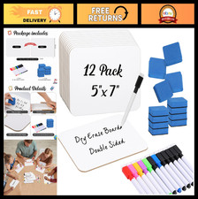 12 Sets Mini Double-Sided Dry Erase Boards 5"x7" Small Whiteboards for Kids  Of