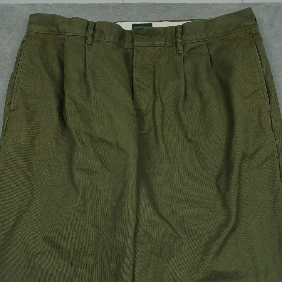 Pantalones J Crew Para Hombre 36x32 Verde Plisado Chino Bolsillos Preppy Remero Algodón Foto 2 de 4