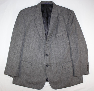 Adolfo Blazer Men's 48 Short Lambswool Tweed Sport Coat Jacket Herringbone Gray