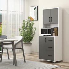 Modern Kitchen Pantry Cabinet Storage Cupboard with Open Countertop Grey