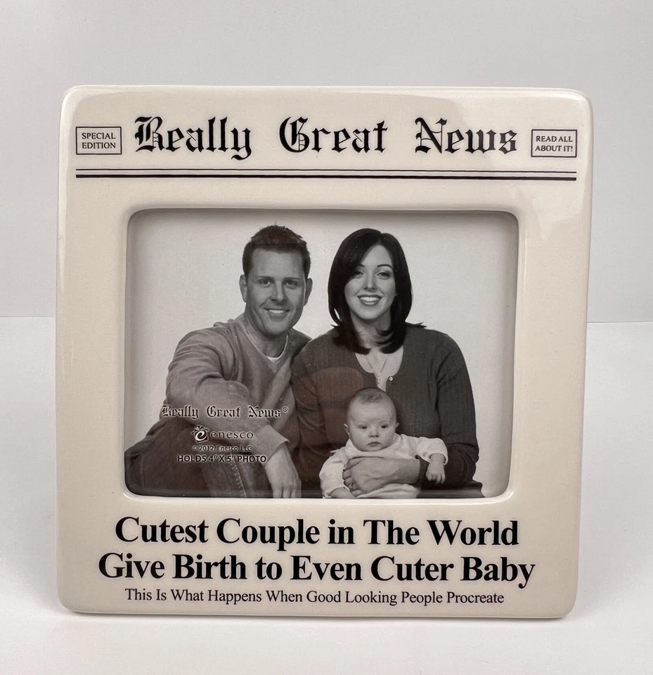 Lorrie Veasey Enesco Really Great News Baby Announcement Frame 4x5 w/ Box 2012 - Image 2 of 4