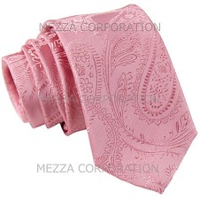 New Vesuvio Napoli polyester Men's 2.5" skinny necktie paisley formal prom Pink