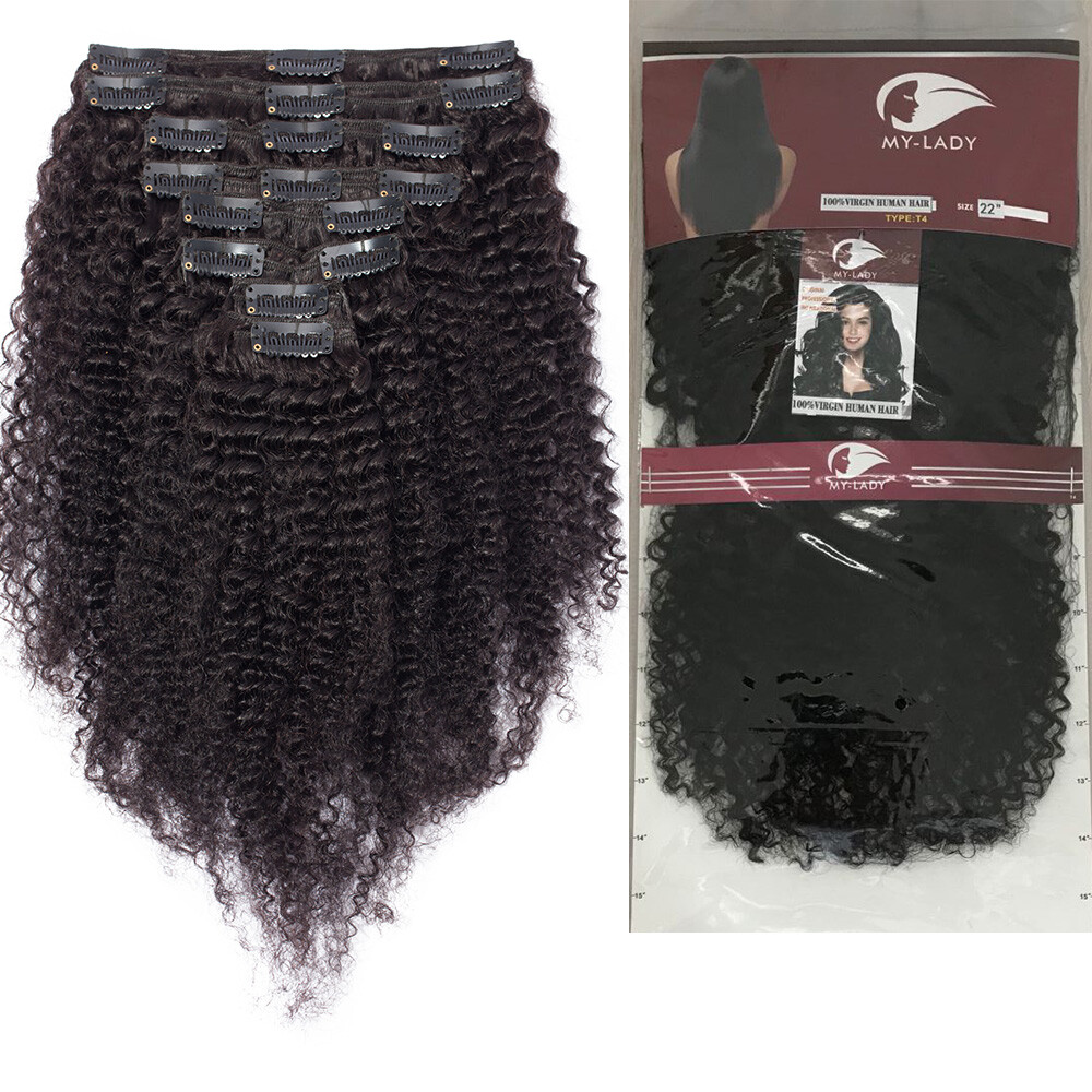 18 Inch Clip-In Human Hair Extensions Afro Kinky Curly Remy Virgin Hair Afro Kinky Curly Virgin Remy Human Hair Extensions Clip In  main image 2