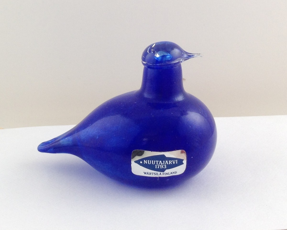 Oiva Toikka Birds by Toikka Blue Bird Nuutajarvi Art Glass Signed