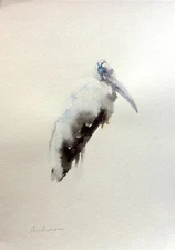 Painted Stork,  Birds, Watercolor artwork, Handmade, Original painting on paper