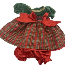 Small Small World Beatrice Collection Red Plaid Holiday Dress Satin Underpants