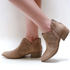taupe ankle boots low heel