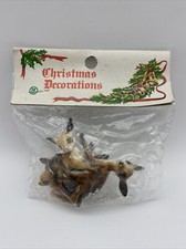 Mid-Century Vintage Miniature Deer Figurines Big Eye Fawns Christmas Decorations