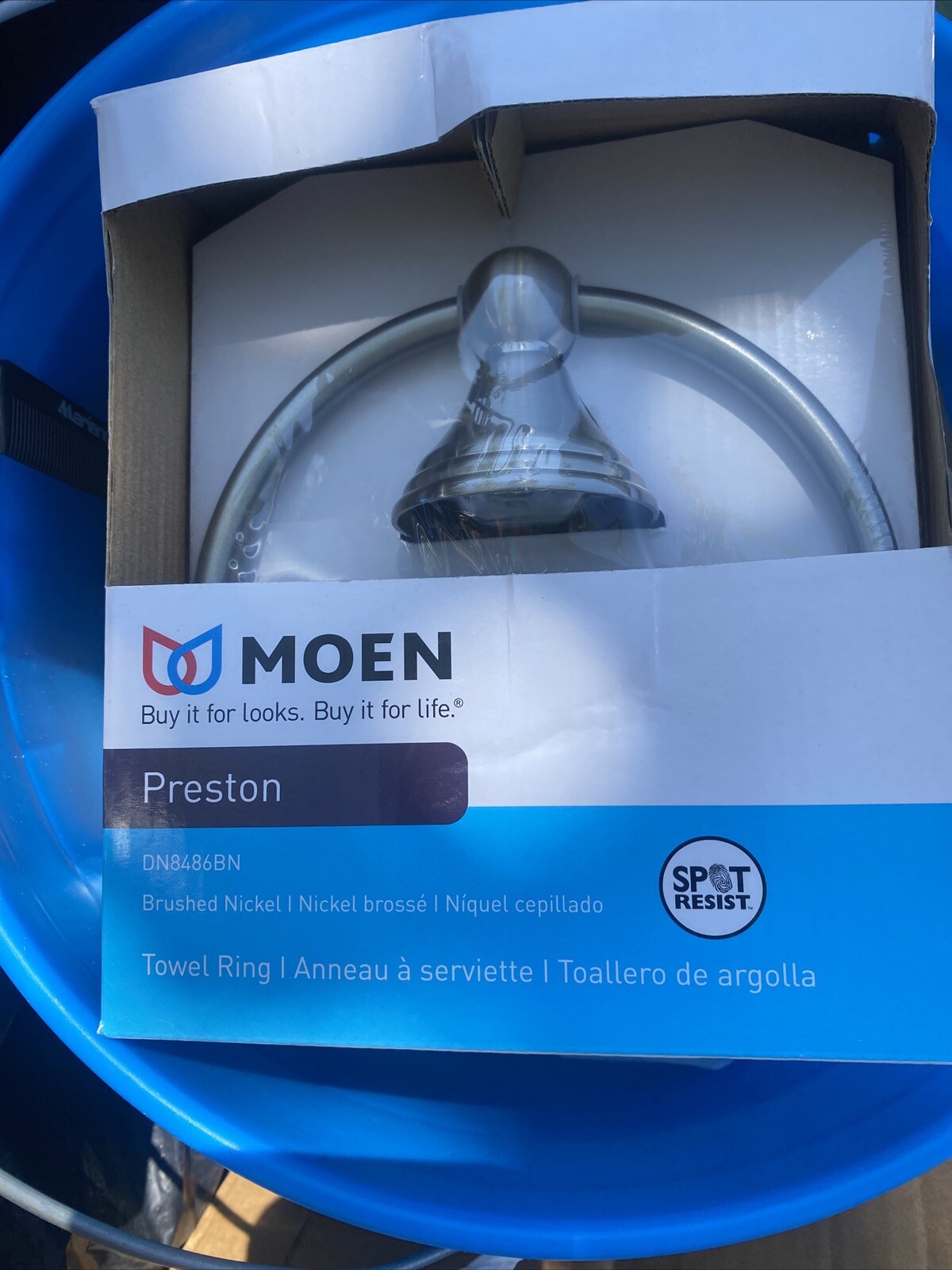 Moen Preston Towel Ring Spot Resist Brushed Nickel DN8486BN New 