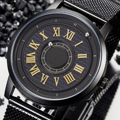 EUTOUR E040A Magnetische Herren Kugel Quarzuhr Luxus Edelstahl