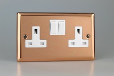 Varilight Urban Polished Copper White Inserts Light Switch Socket Dimmer Toggle