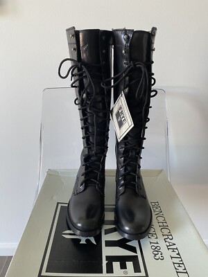 Frye Melissa Boots Womens 6.5 (37) Black Knee High Lace up Zip up Boots