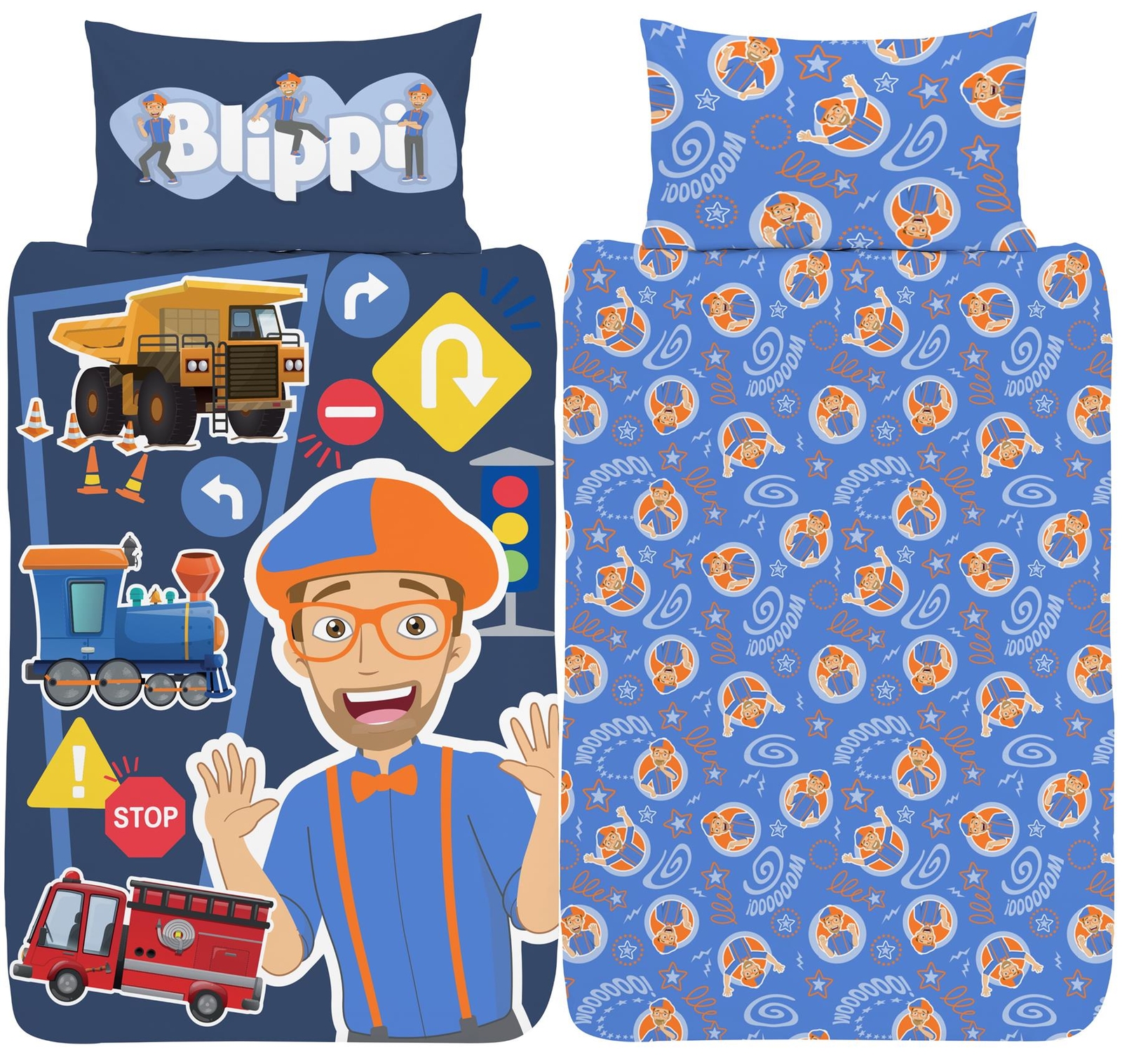 Official Blippi Junior Cot Duvet Cover Reversible 2in1 Bedding Set