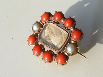 Belle Broche Ancienne En Or Avec Corail - Bijou Vintage