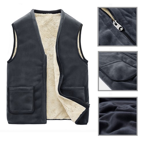 Men Vest Jacket Tops Waistcoat Lined Fleece Gilet Full Zip Up