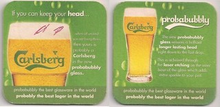 Carlsberg beer mat / coaster "probabubbly glass"