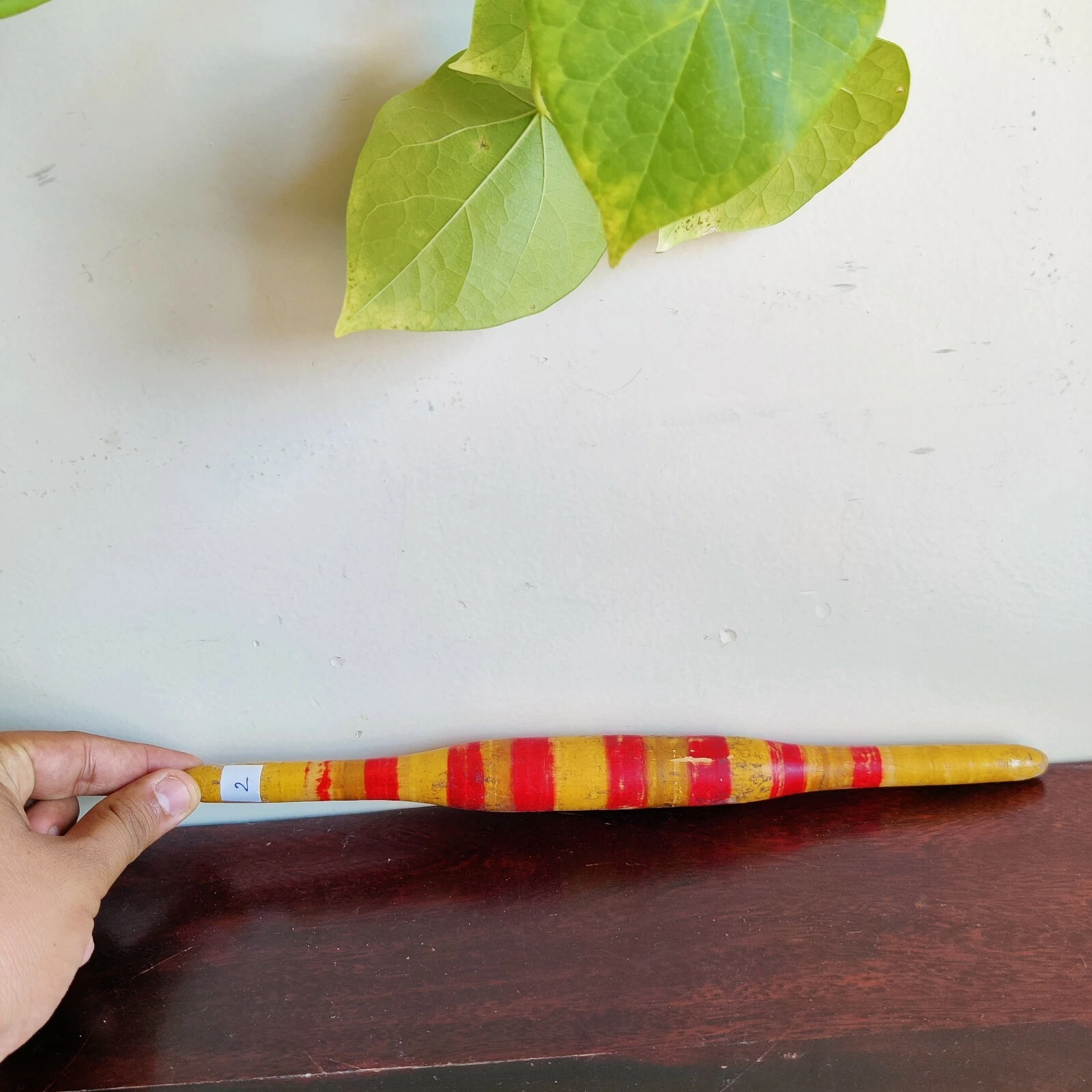 Vintage Primitive Handmade Lacquered Tortilla Bread Bakers Wooden Rolling Pin 2