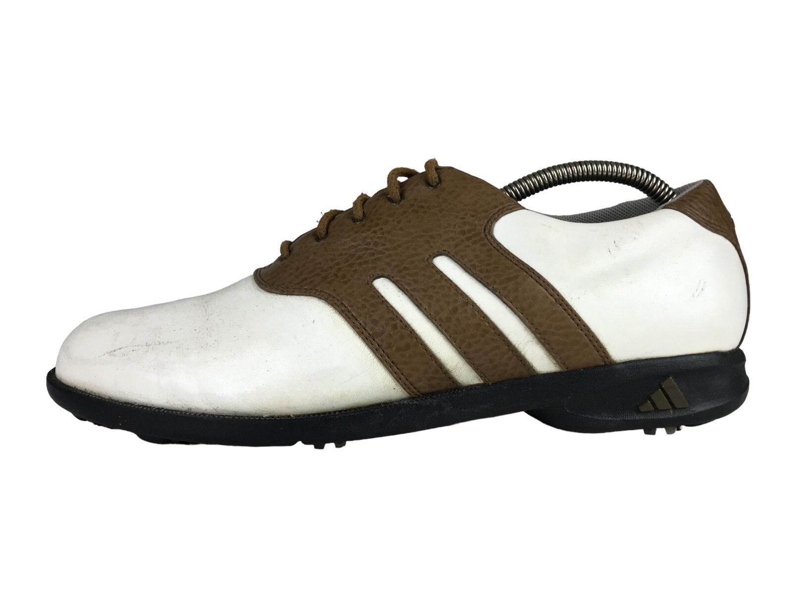 Adidas Golf Cleats Mens White Brown EVN 791 Leather Lace Up Athletic Size US 11 thumbnail 2
