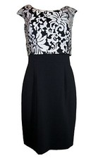 Tahari By ASL Embroidered Crepe Popover Sheath Dress, Size-6