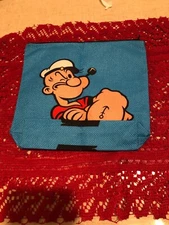 popeye the salior man blue canvas cosmetic bag both sides printing