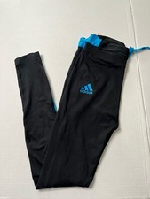 Adidas Track Pants Women  s Medium Black Athletic Elastic Waist Blue Side Stripe