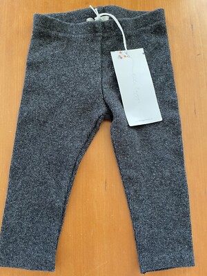 Lil Legs Heather Charcoal Ribbed Knit Cotton Leggings-9 months