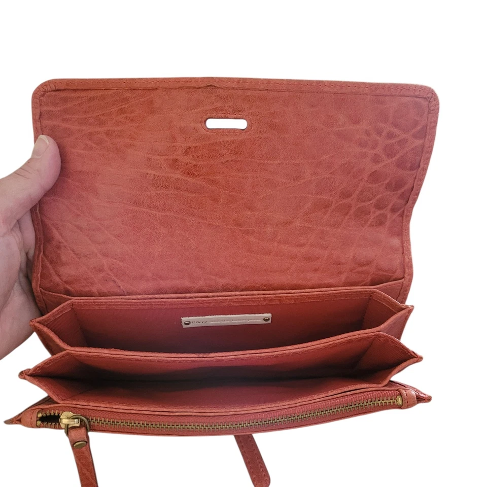 Cartera Anthropologie Pilcro Acordeán Naranja Marrón Cuero Guijarro Envejecido Foto 4 de 4