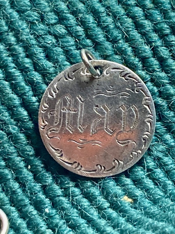 Japanese 10 Sen Silver Coin Love Token Engraved MAN sunburst RARE 1870 Victorian