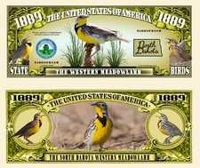 OUR NORTH DAKOTA WESTERN MEADOWLARK MILLION DOLLAR BILL (2 Bills)