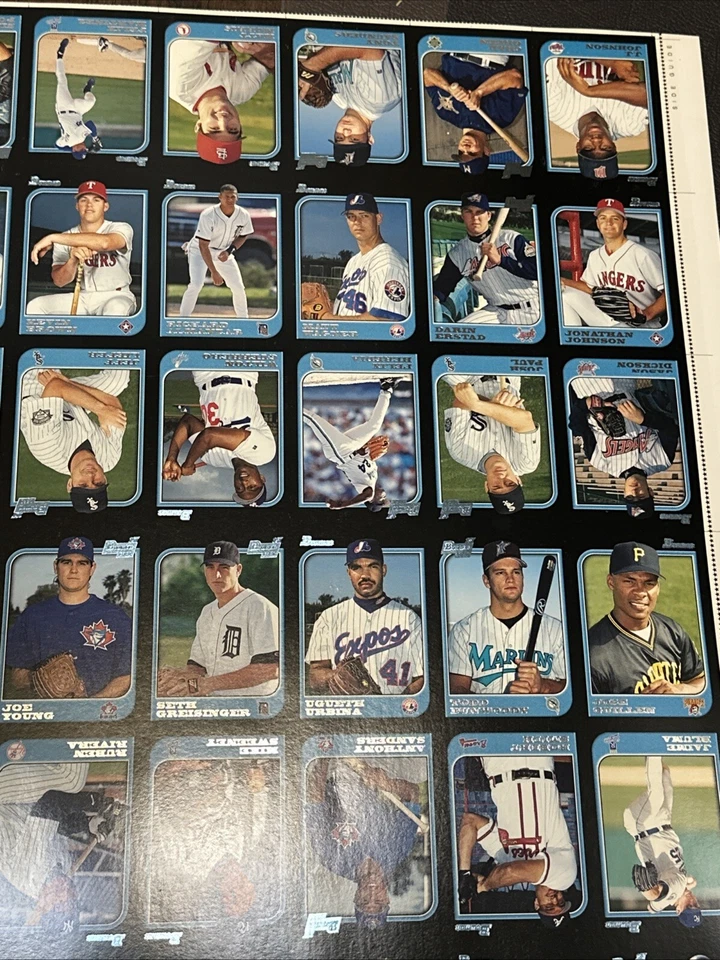 Hoja de béisbol Bowman 1997 sin cortar Griffey Jr Boggs Chipper Smoltz Foto 4 de 4