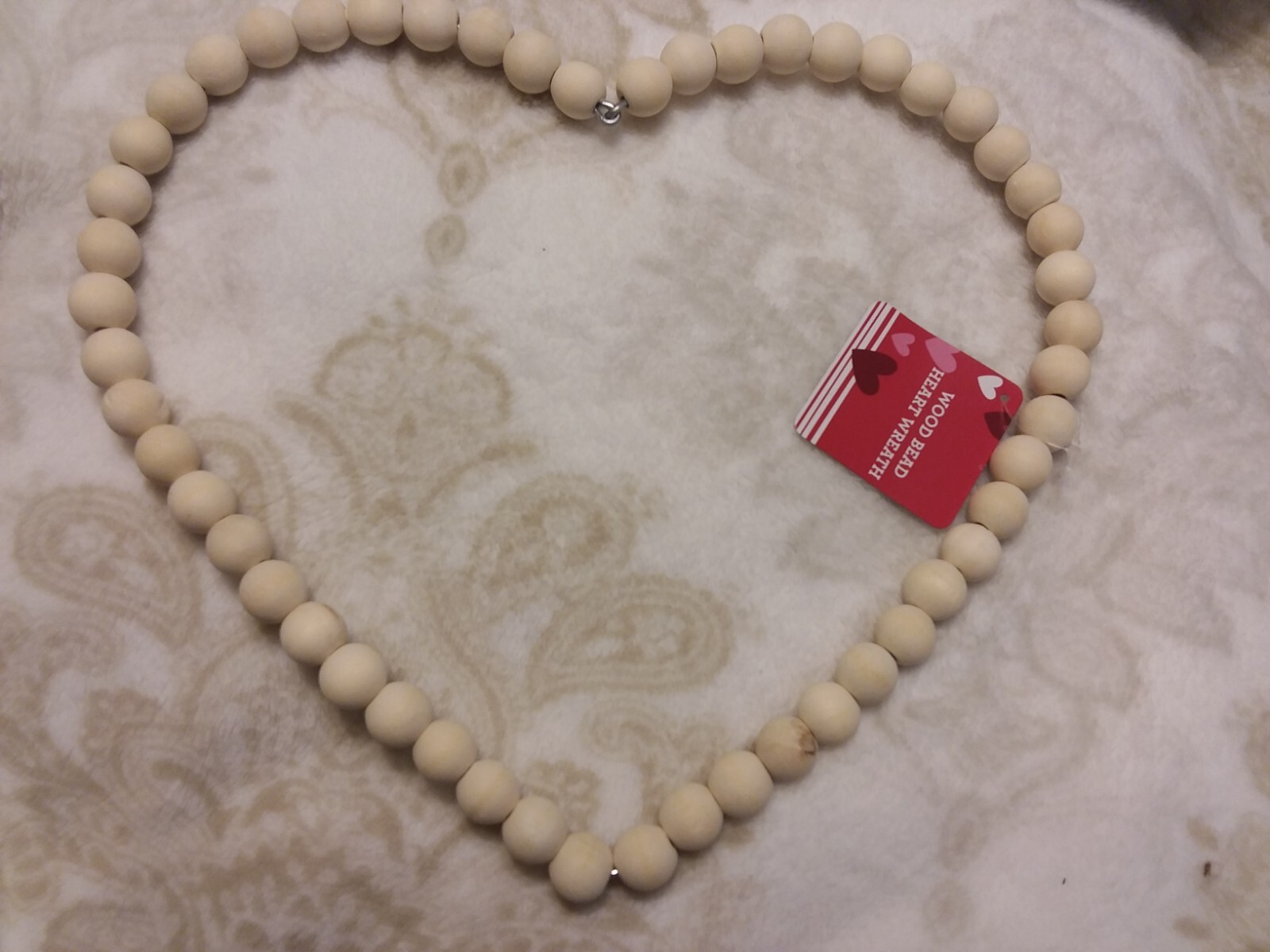 NEW Wood Bead HEART SHAPED WREATH decor DIY crafts love rustic shabby farmhouse eBay