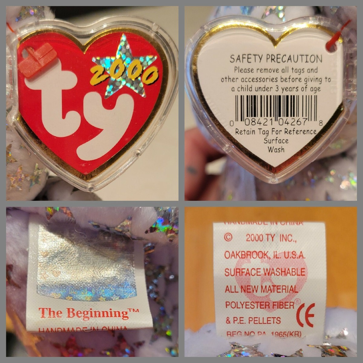 ⭐️ THE BEGINNING ⭐️ 2000 Ty Beanie Babies White BEAR Baby