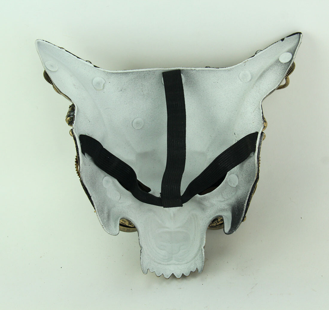 Mad Dog Metallic Gold Steampunk Wolf Face Mask