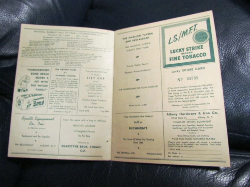 Albany Senators 1948 program score card signed - Image 2 of 4