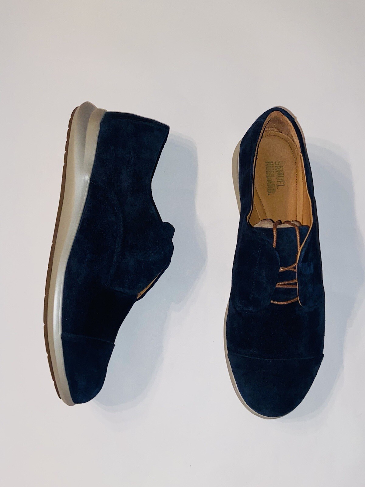 SAOLA Scarpe Samuel Hubbard Freedom da donna 9 5 M blu pelle scamosciata punta piatta Oxford W1200 216