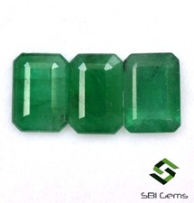 2.29 Cts Certified Natural Emerald Octagon Cut 7x5 mm Lot 03 Pcs Loose Gemstones