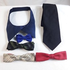 6 pc Lot Vintage 4 Bow Ties 1 Neck Ties 1 Military Collar