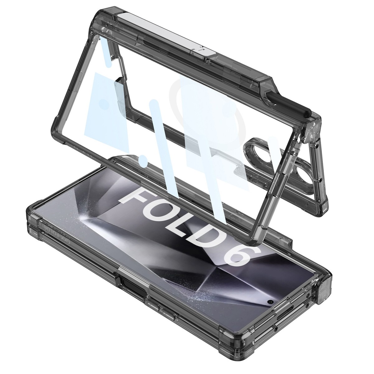For Samsung Galaxy Z Fold6 Magnetic Clear Hinge Case with S