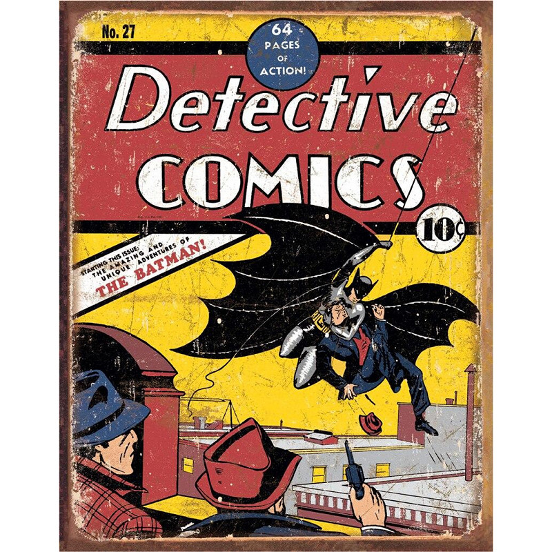 Plaque métal Batman Detective Comics No 27 de 30x40 cm pour déco vintage geek et rétro