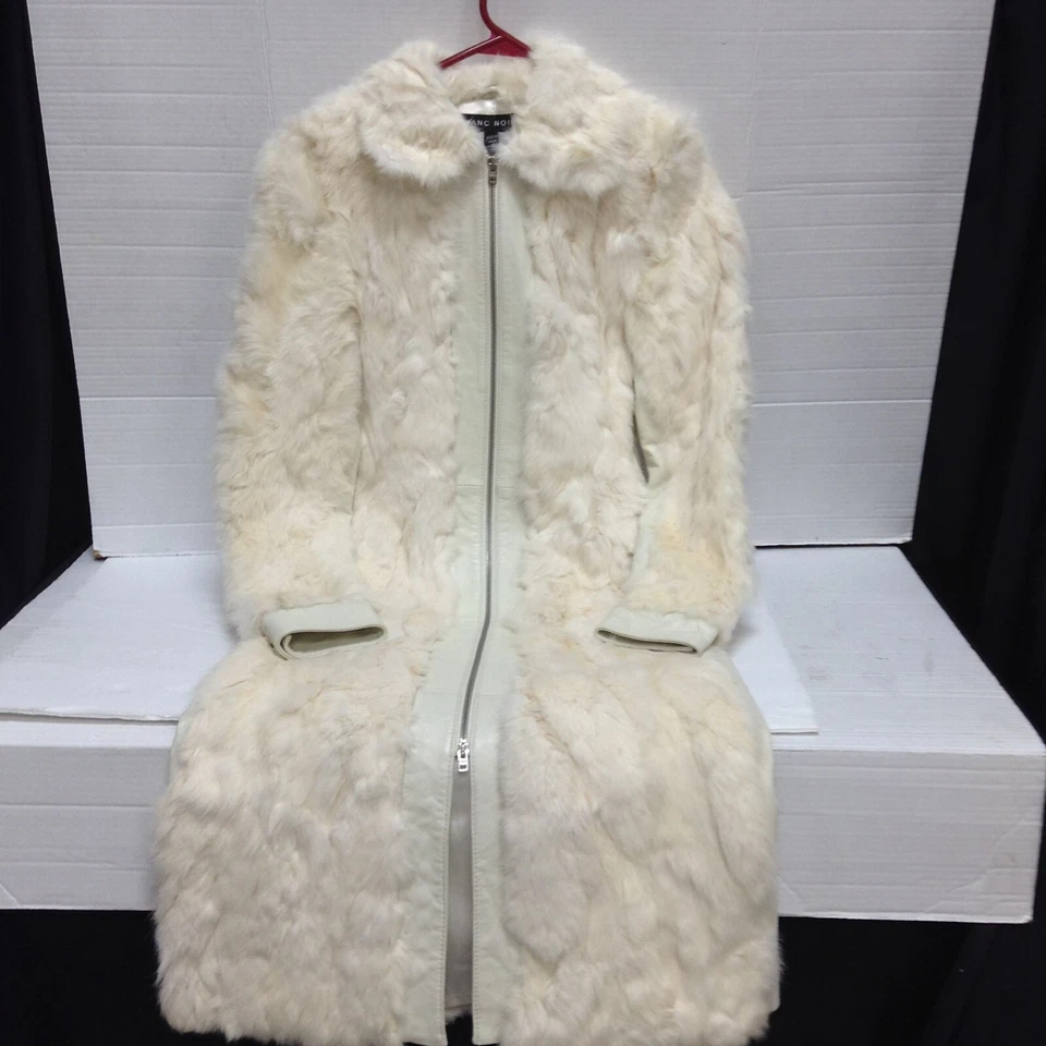 Blanc Noir bebe rabbit fur leather full length coat protector bag Black OR White - Image 3 of 3