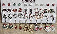 20 PAIRS CHRISTMAS STUD DANGLE EARRINGS HOLIDAY THEME BY CLAIRE'S