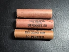 Three Rolls of BU Lincoln Wheat Pennies, 1956 D, 1958 P & 19??