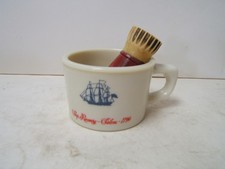 Old Spice Ship Grand Turk Salem 1786 Shaving Mug with Vintage Brush