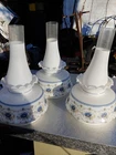 Vintage Quoizel Abigail Adams Blue/White Milk Glass Hurricane Lamp Shades
