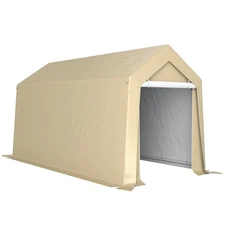 Outsunny 7' x 12' Heavy Duty Garden Storage Tent with Large Door, Beige