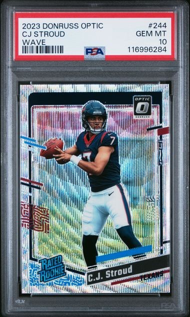 Pop=108! 2023 Donruss Optic CJ Stroud Wave 19/300 Rated Rookie RC 244 PSA 10 C J
